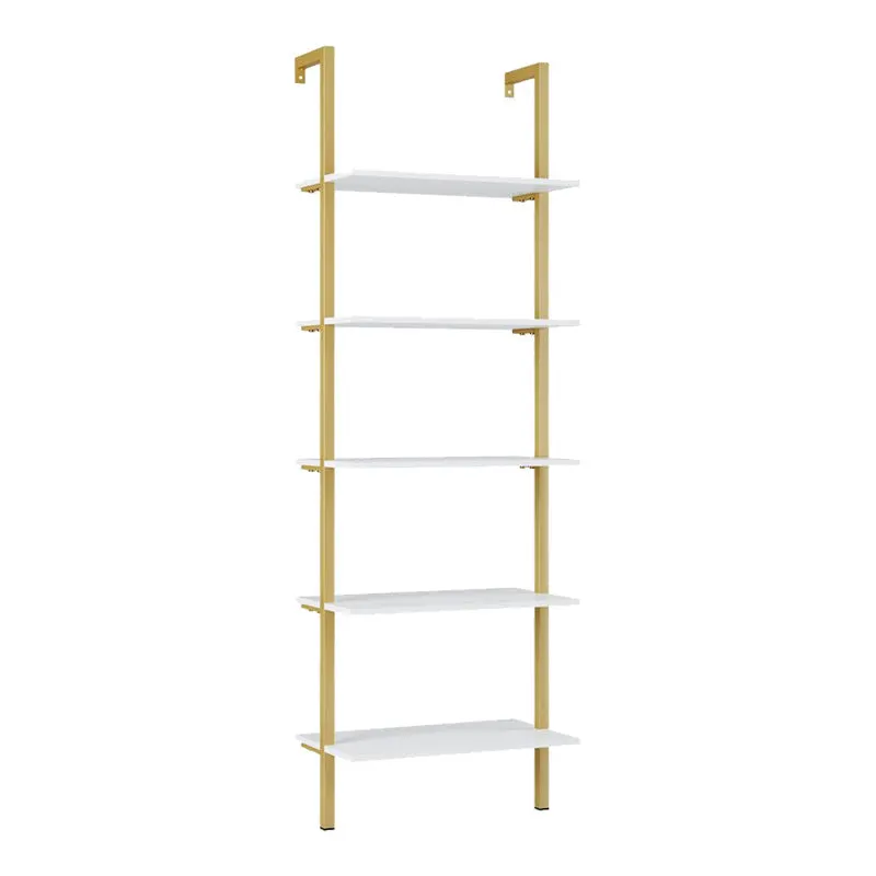 Raft de perete Harris, cu schelet metalic auriu, alb, 60x22x200 cm - Auriu