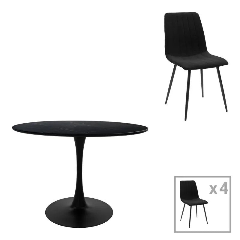 Set de Mobilier pentru sufragerie Balou-Noor, & Țesătură, Negru, 100x73 cm - Negru