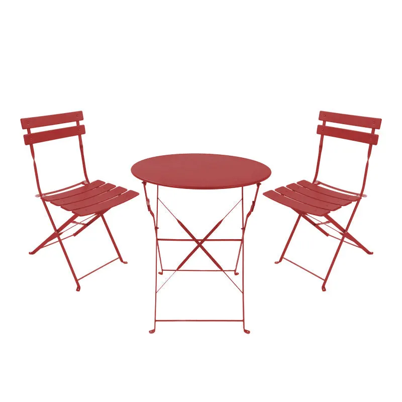 Set masa bistro pliabila pentru sufragerie, 3 piese, metal, teracota, Multicolor, 60x71 cm - Multicolor
