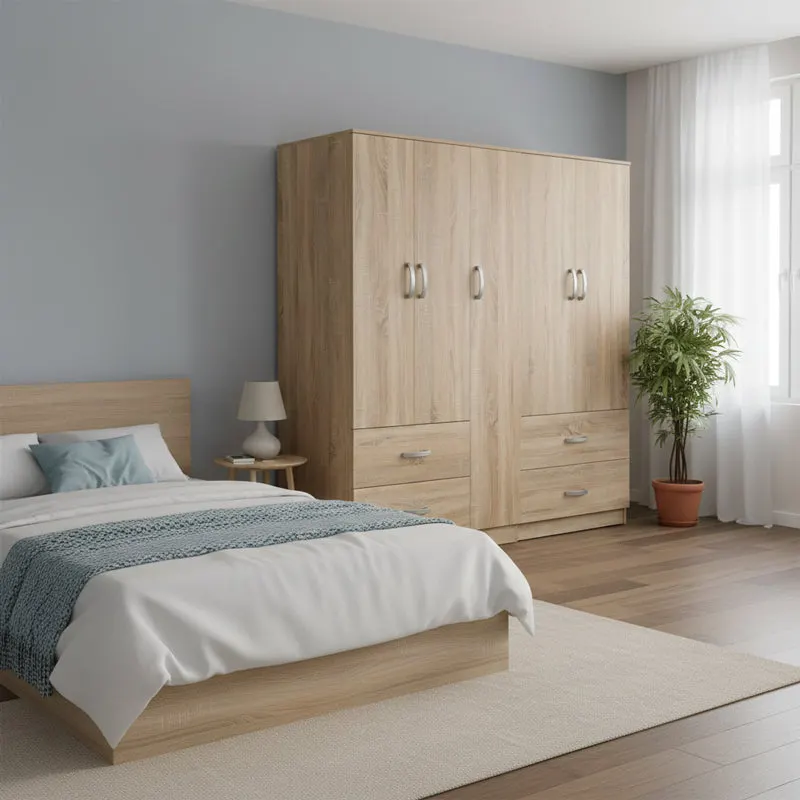 Dulap Athos cu 5 usi, 170x42x180 cm - Stejar