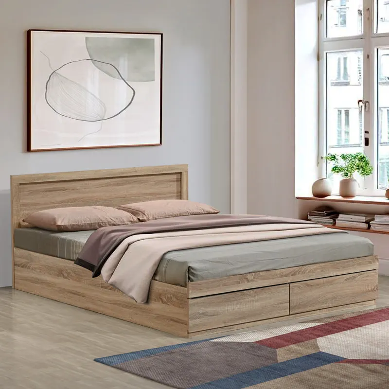Pat cu sertar Olympus, Lemn, Diverse culori, 150x200 cm - Stejar