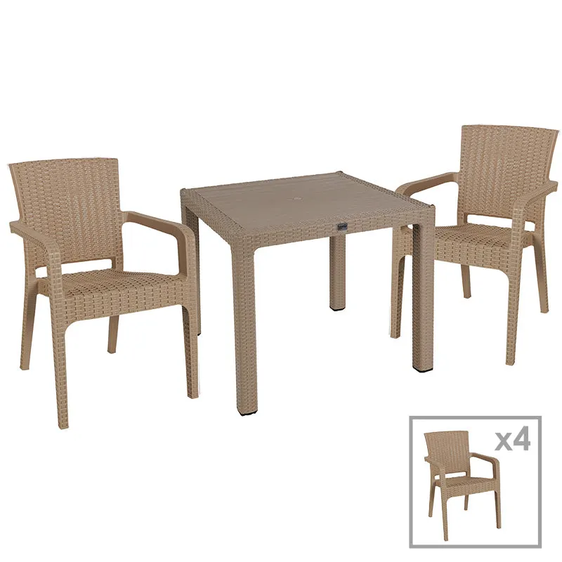 Set de sufragerie Explore-Halcyon set 5 piese capucino, Bej, 90x90x74 cm - Bej
