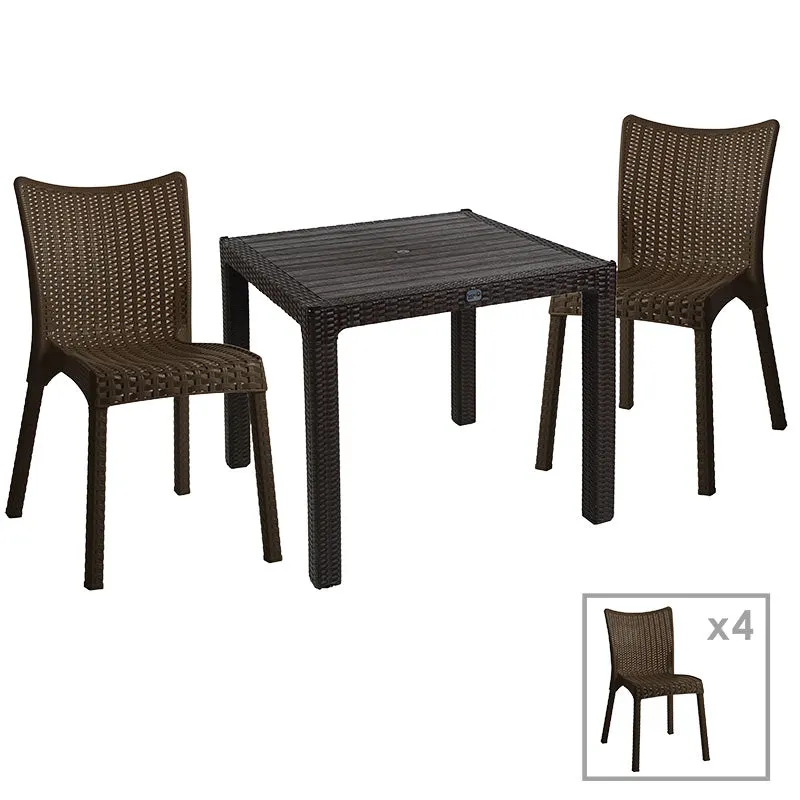 Set de Masa Explore-Confident set 5 piese, maro, 90x90x74 cm - Maro