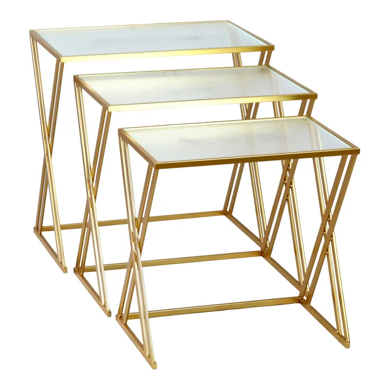 Set 3 masute de cafea Pitche, Auriu, 80x37x123 cm - Auriu
