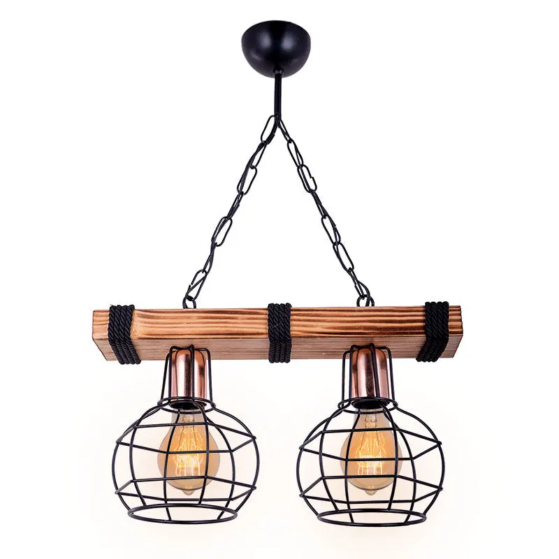 Lustra cu doua lumini PWL-1033, nuc-negru, 40x15x60 cm - Negru
