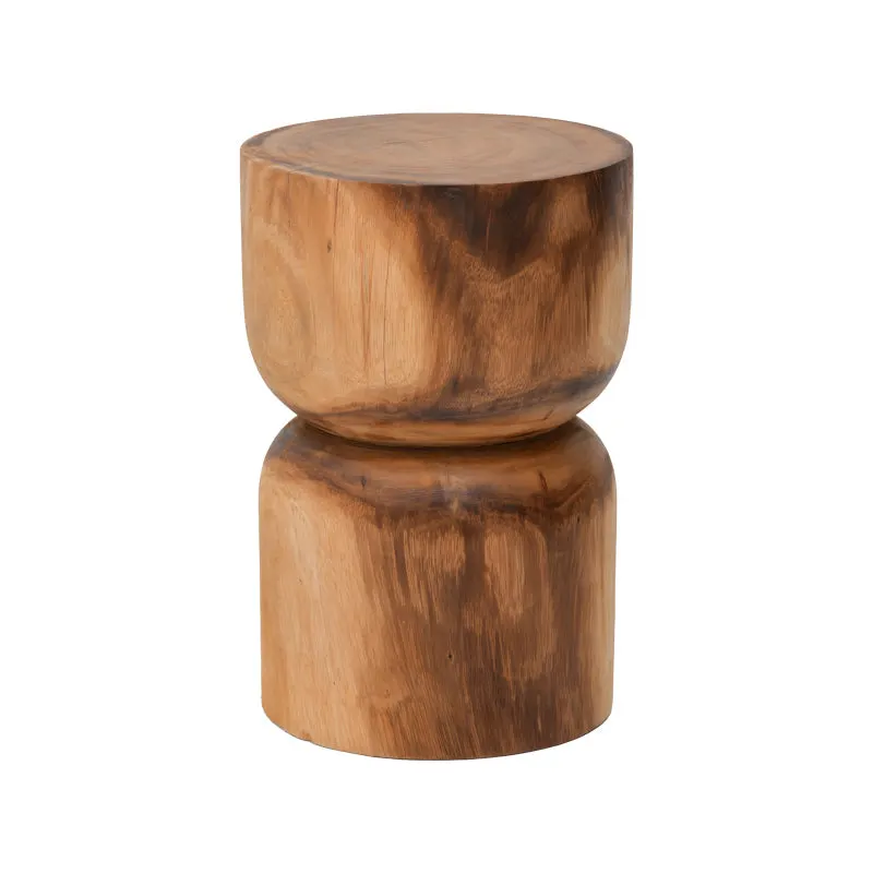 Taburet Lopen din lemn Suar, Natural, Nuc, Ø35x45 cm - Nuc