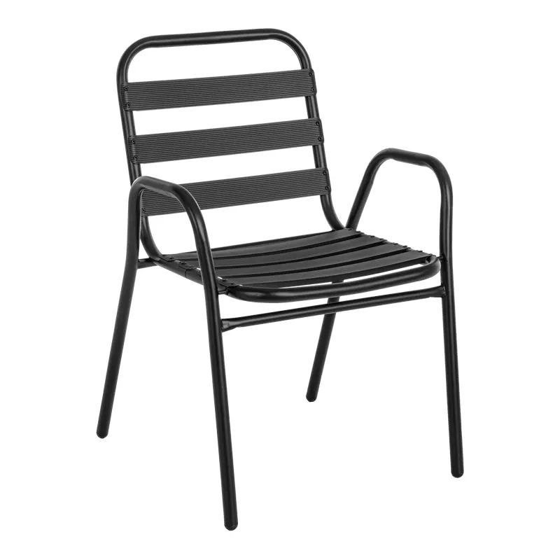 Scaun exterior Sussie, metal si aluminiu, 45x62x76 cm - Negru