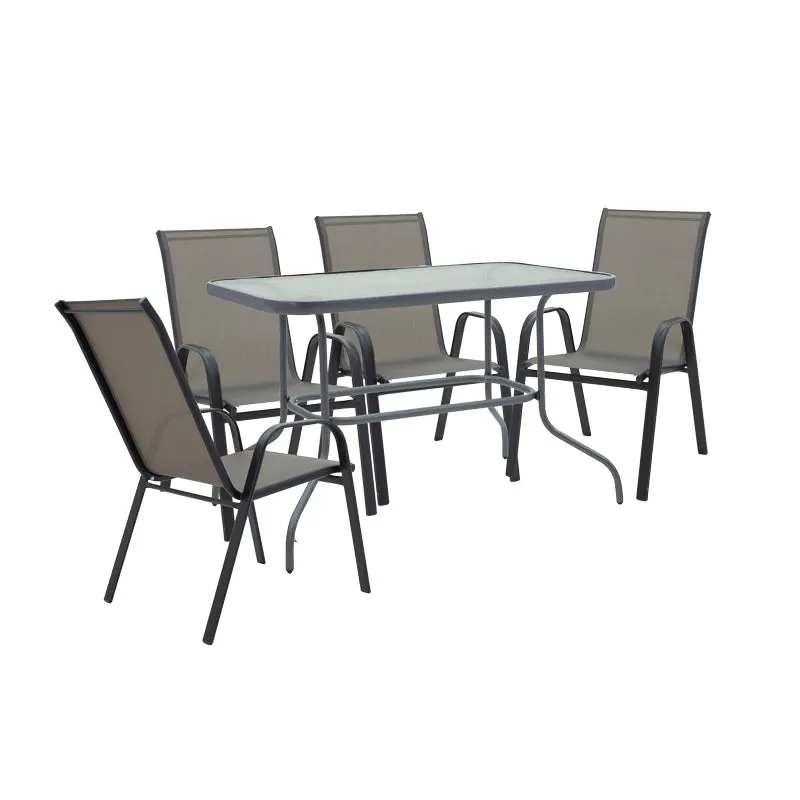 Set Masa + 4 scaune Valor-Calan, Gri - Maro, 110x60x70 cm - Gri
