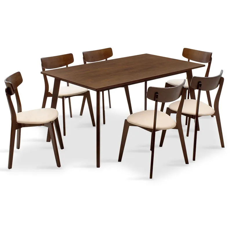 Set de sufragerie Benson - Toto 7 piese, Gri - Nuc, 150x90x75 cm - Nuc