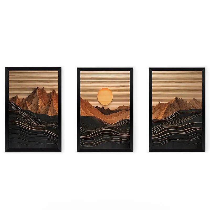Tablou de canvas Wall art în frame Peaky triptyque cu digital print, Multicolor, 33x48 cm - MULTICOLOR
