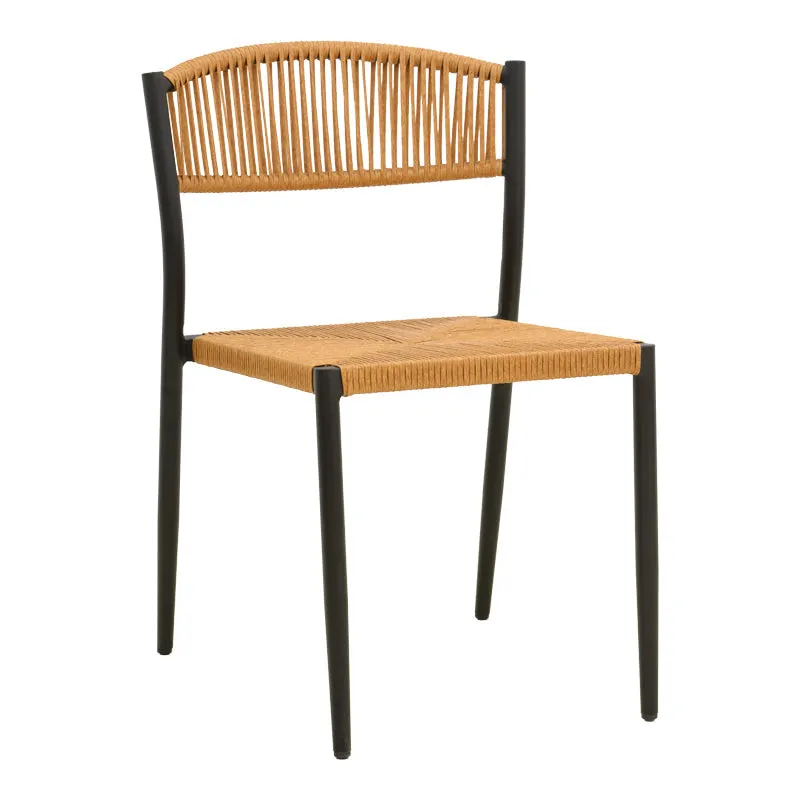 Scaun exterior Cura, aluminiu si ratan, 50x58x78 cm - Negru