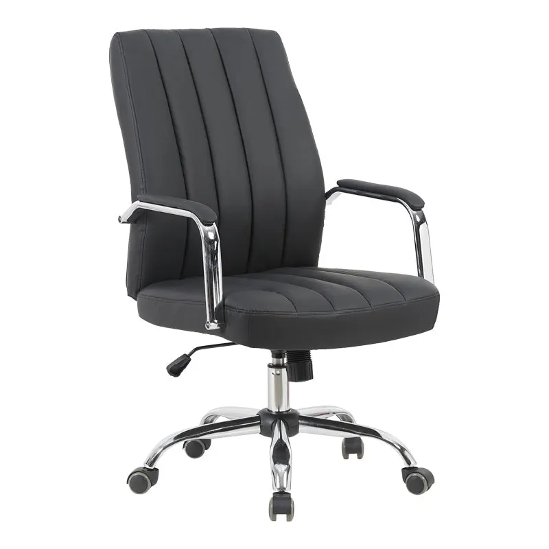 Scaun de birou ergonomic Mido, Manager, Negru, Piele, 58x71x100-106 cm - Negru