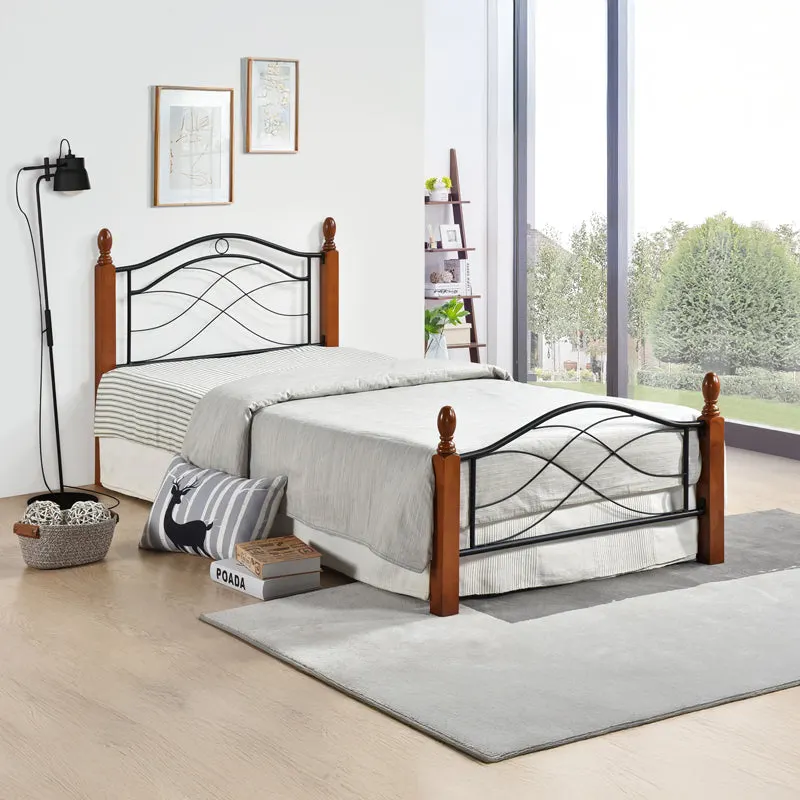 Pat cu funcție Polanian, Lemn Rubberwood și Metal, Negru, 150x200 cm - Negru