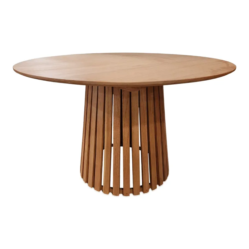 Masă rotundă din lemn Kenda, Lemn Mindi, Natural - Negru, 120x75 cm - Natur