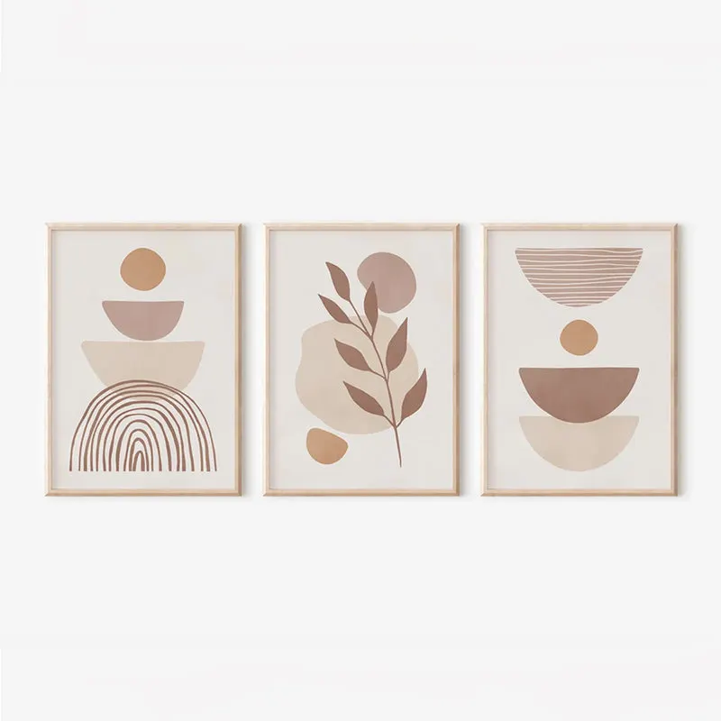 Tablou decorativ cu imprimeu digital Binbia, Triptic, Multicolor, 33x48 cm - Multicolor