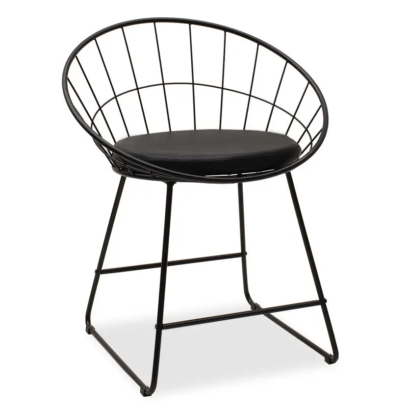 Scaun Seth din sârma neagra cu perna din PVC, neagra, 50x58 cm - Negru