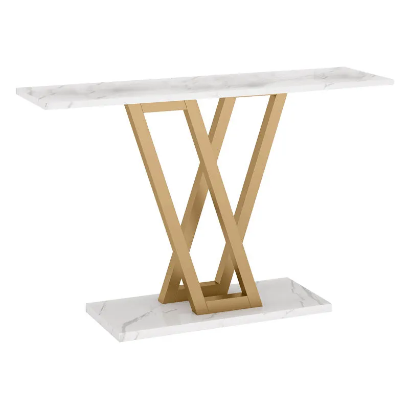 Consola Wirmo, Melamina si metal, 110x30x80 cm - Alb-Auriu