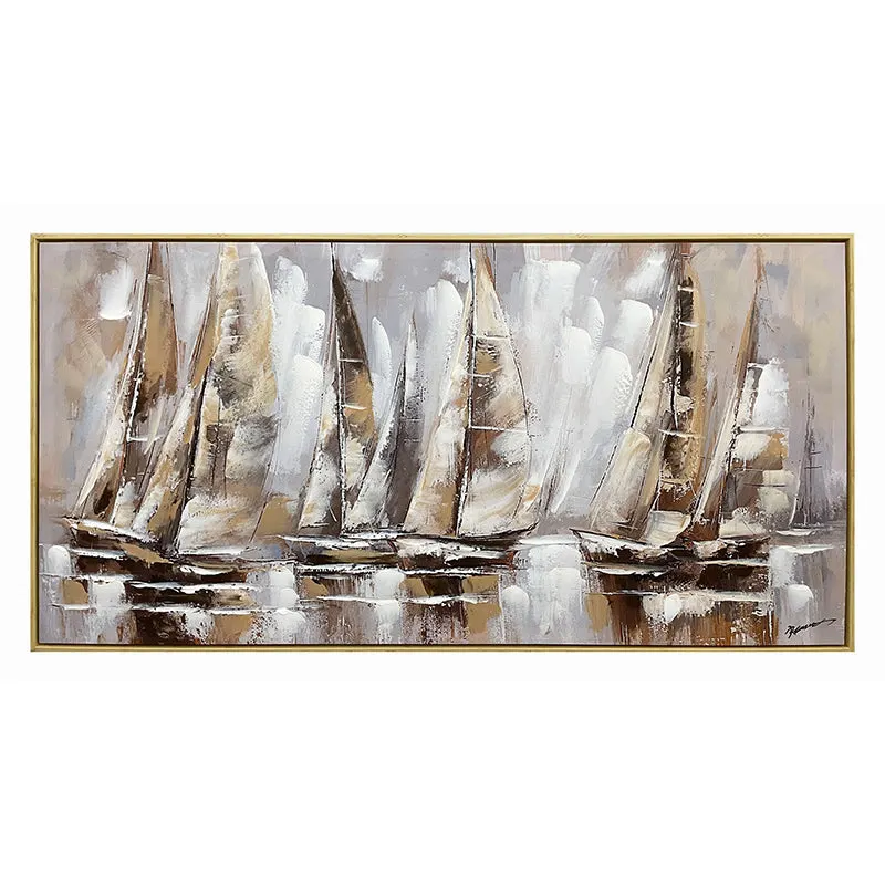 Tablou pe pânza cu rama Yelkan I, Pânza și Lemn, Multicolor, 120x60 cm - Multicolor