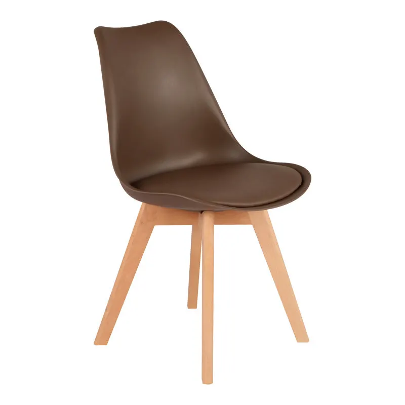 Scaun modern cu sezut Gaston, Maro, Picioare din lemn, Natural, 43x51x75 cm - Maro