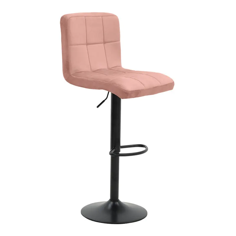 Scaun de bar reglabil pe înaltime Remina, Catifea, Negru Mat, 44x44x112 cm - Negru