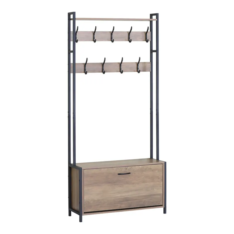 Unitate de intrare Ventoria, Stejar cu metal, negru, 84x30x182 cm - Stejar