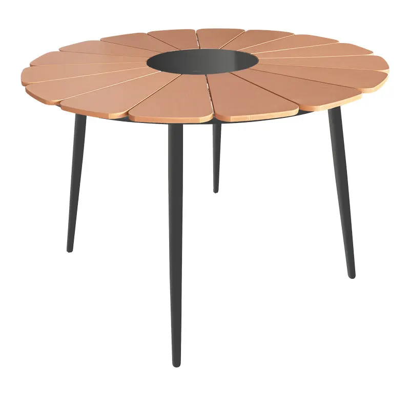 Masa Pinap, Aluminiu si placaj, D110x74 cm - Negru-Natural