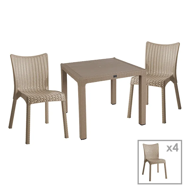 Set de Masa Explore-Confident 5 piese capucino, Bej, 90x90x74 cm - Bej