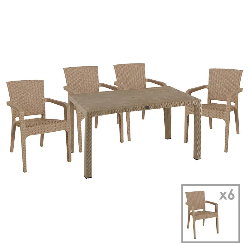 Set de sufragerie Explore-Halcyon 7 piese, Crem, 150x90x74 cm - Bej