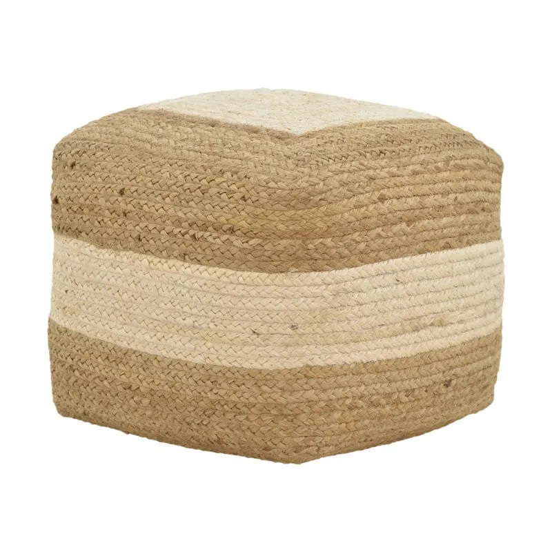 Taburet puf Sofian bej 100% iuta, 40x40x40 cm - Natur