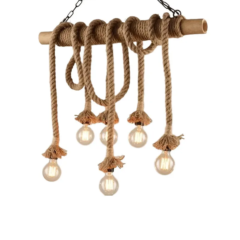 Lustra Ropily II metal Natural si funie, 80x15x100 cm - Natur