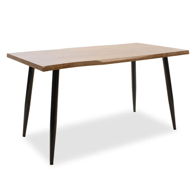 Masa de sufragerie neve MDF nuc - picioare metalice, negre, 140x80x75 cm - Nuc