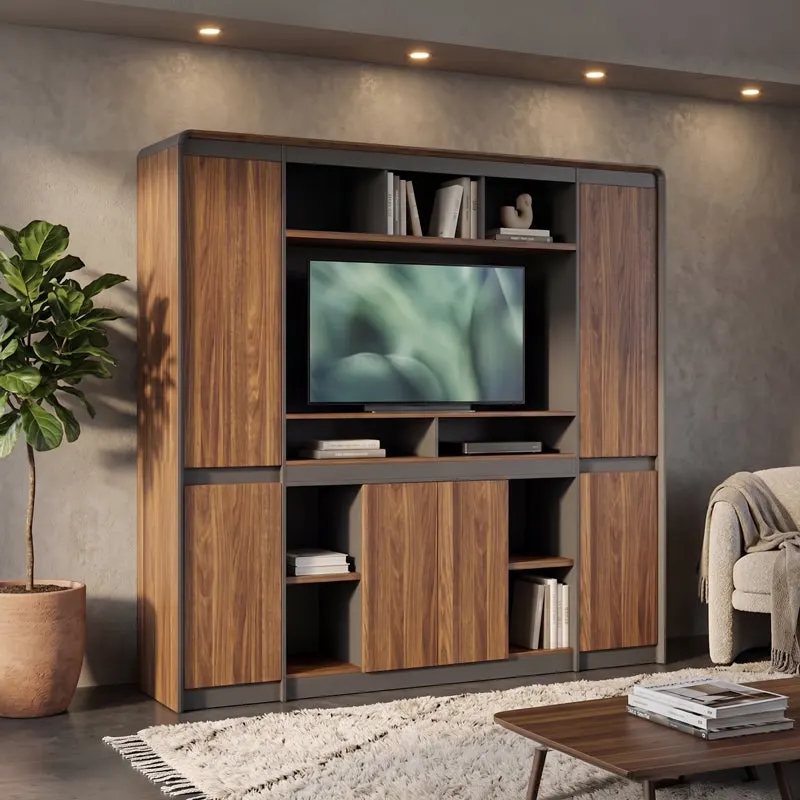 Biblioteca Professional bookcase Oscar, Antracit-Nuc, 200x40x200 cm - Antracit-Nuc