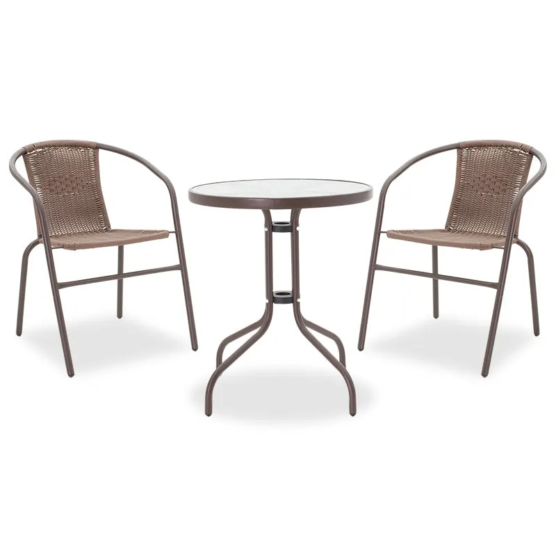 Set Masa si Scaune Gradina Watson-Obbi 3 Piese, Maro, 60x60x70 cm - Maro