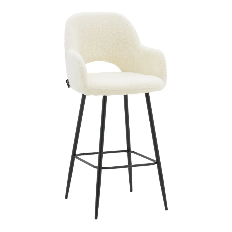 Scaun de bar Renish, Gri - Alb, 51x57x114 cm - Alb