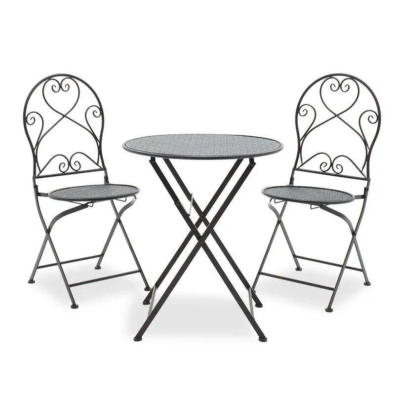 Set Masa si Scaune Gradina Walen 3 Piese Negru, Alb, 60x60x93 cm - Negru