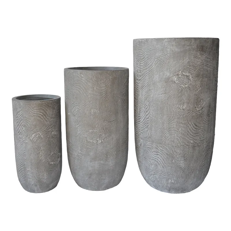 Set 3 Ghivece Ceramice Retaila, Stil Antic Gri, Ceramică, Variate, 44x44x79 cm - Gri