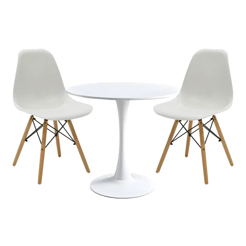 Set masă cu scaune Elijah-Julita, Alb - Natur, 60x74 cm - Natur
