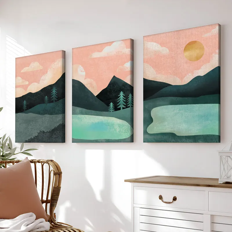 Arta de perete pe pânza cu rama Anbel, Triptyque, Multicolor, 40x60 cm - Multicolor