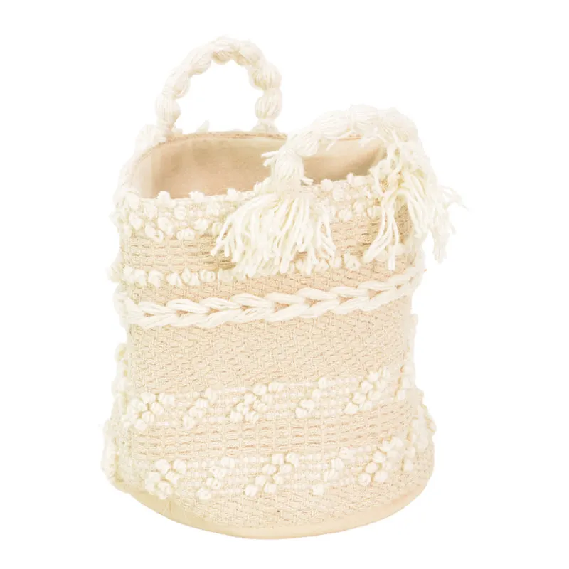 Coș decorativ împletit din bumbac Fombra, Bej, 25x25 cm - Multicolor