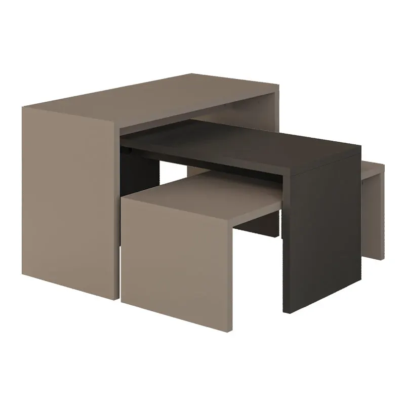 Set 3 masute Kantar, Antracit-Maro, 65x30x39 cm - Bej