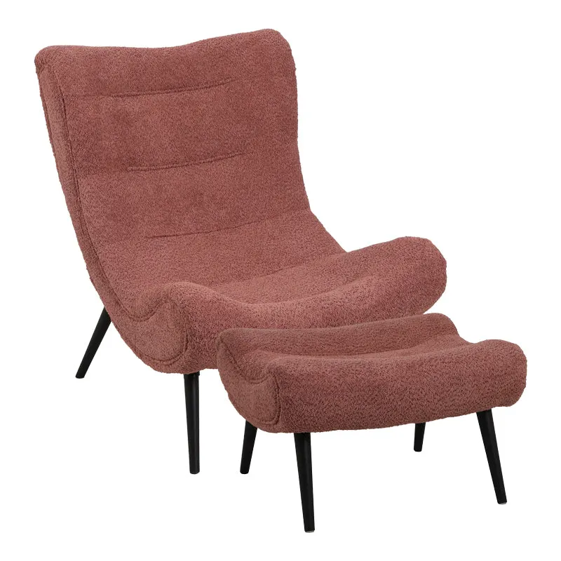 Fotoliu cu taburet Silla, Mar putred, Roz, 97x80x100 cm - Roz