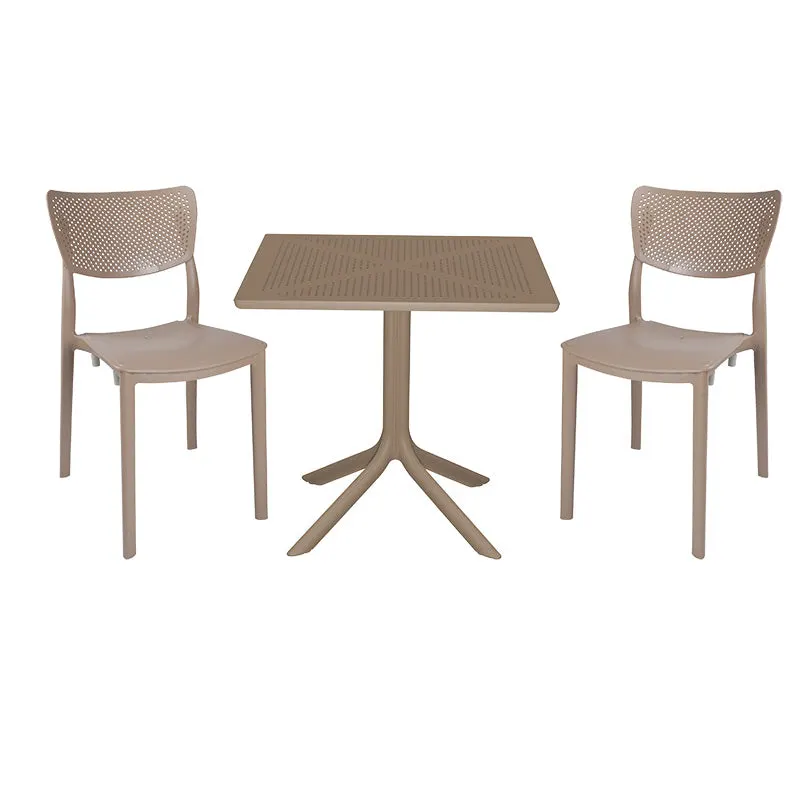 Set de gradina masa si scaune Groovy, Ignite set 3 piese, cappuccino, 80x80x74 cm - Bej