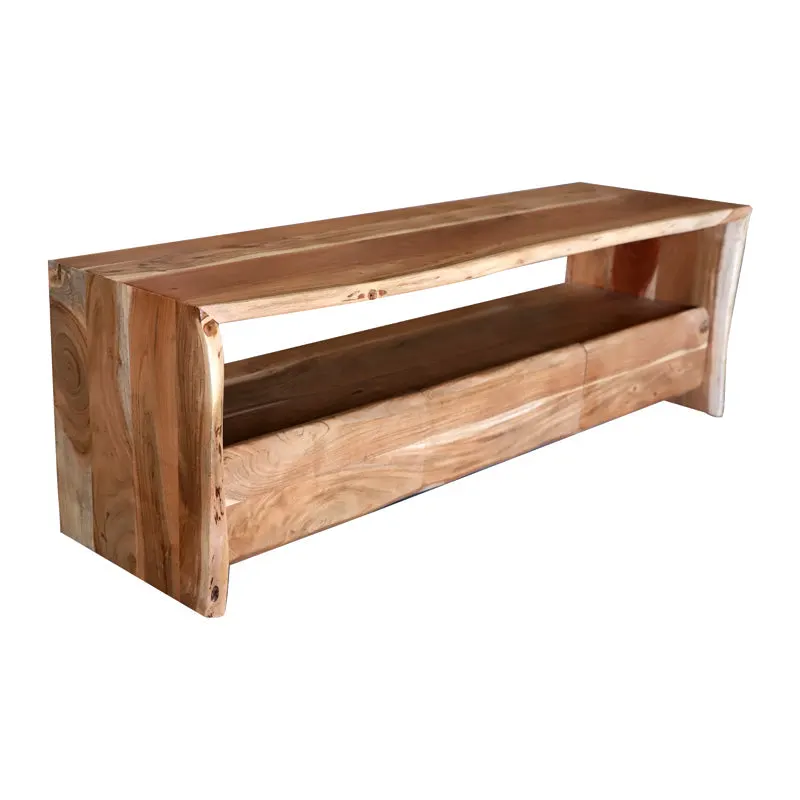 Comoda TV Konna lemn masiv de acacia, nuc, 140x40x45 cm - Nuc
