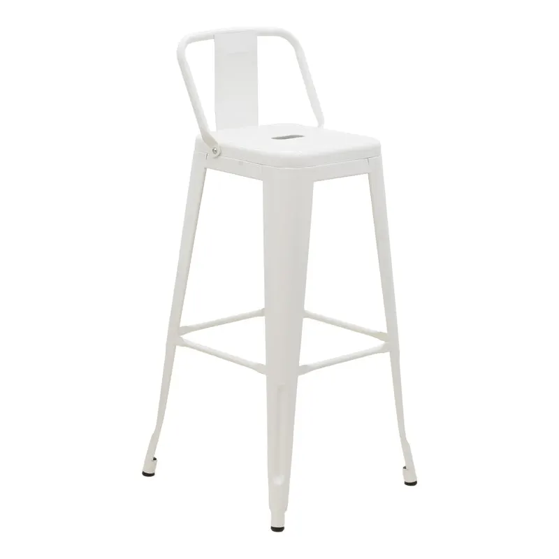 Scaun de bar cu spatar Utopia metal, alb, 42x42x97 cm - Alb