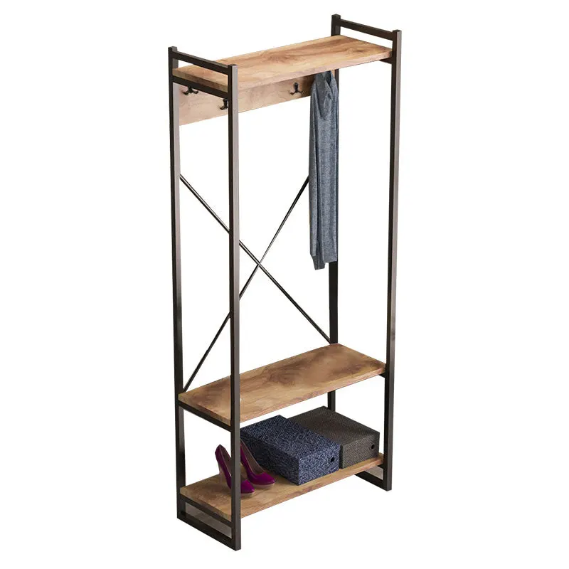 Cuier mobilier intrare Baker, nuc-negru, 90x34x180 cm - Nuc