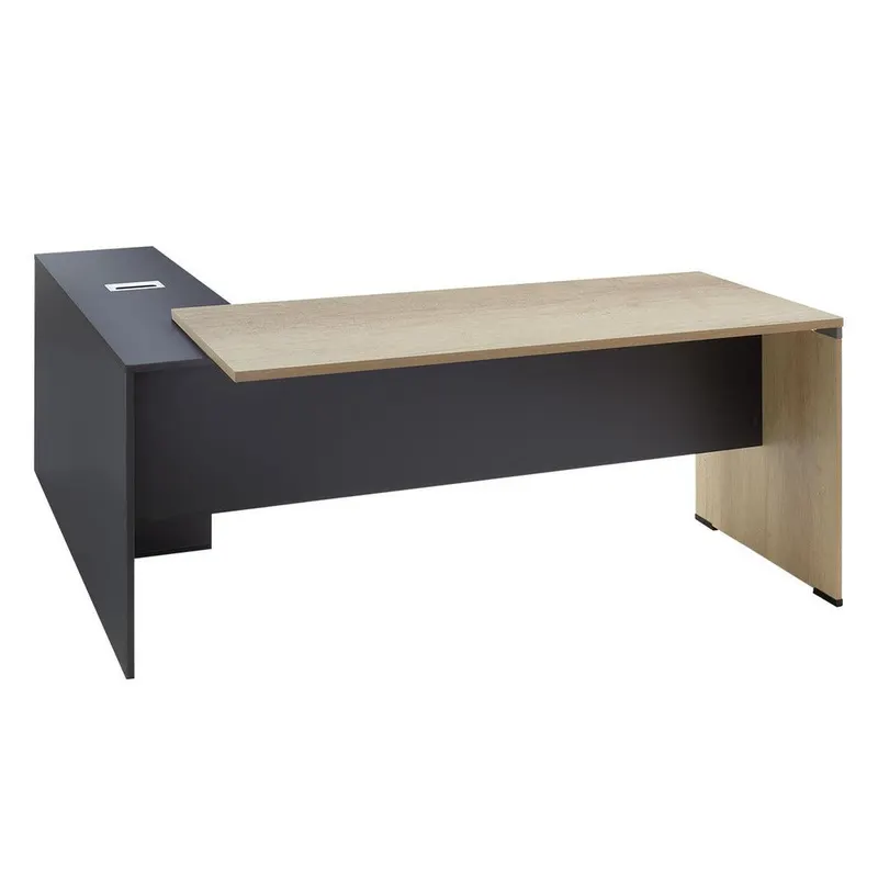 Birou reversibil Lotus, Negru - Stejar, 180x140x75 cm - Negru