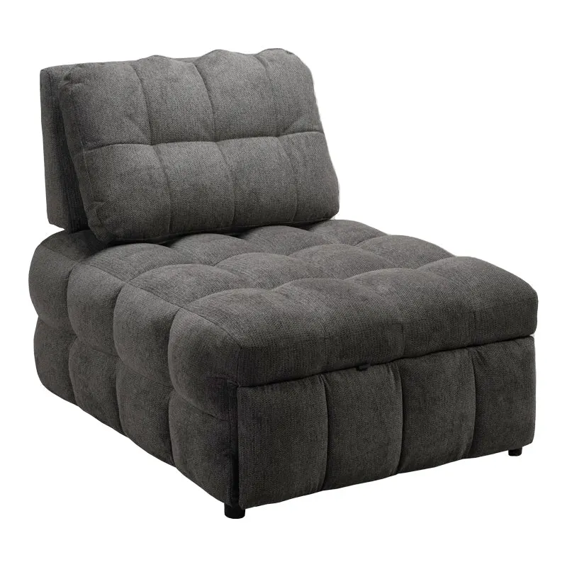 Jelica fotoliu-bed cu gri stofă, Gri - Negru, 88x110x86 cm - Gri-Negru