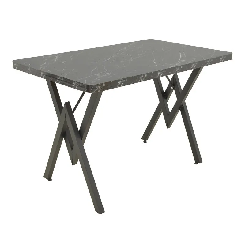 Masă cu efect de marmură neagră Vertex, Metal, negru, 110x70x72 cm - Negru