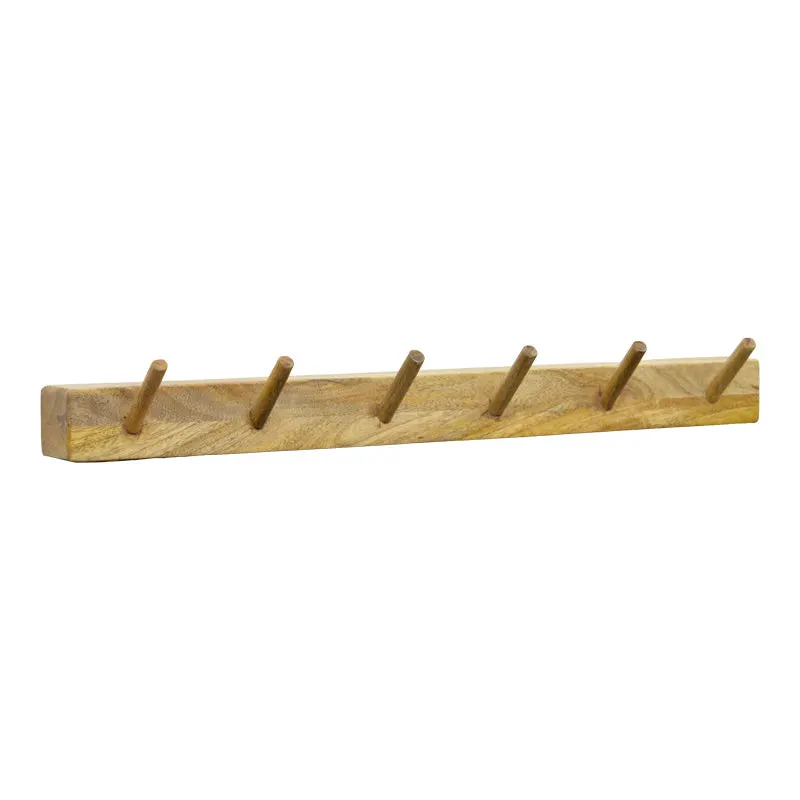 Cuier de perete cu funcție Hokkie, Lemn masiv de acacia, Natural, 60x11x10 cm - Natur