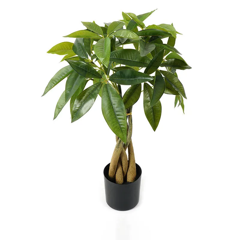 Plantă decorativă cu ghiveci Pachira, Plastic, Verde, 40x60 cm - Negru